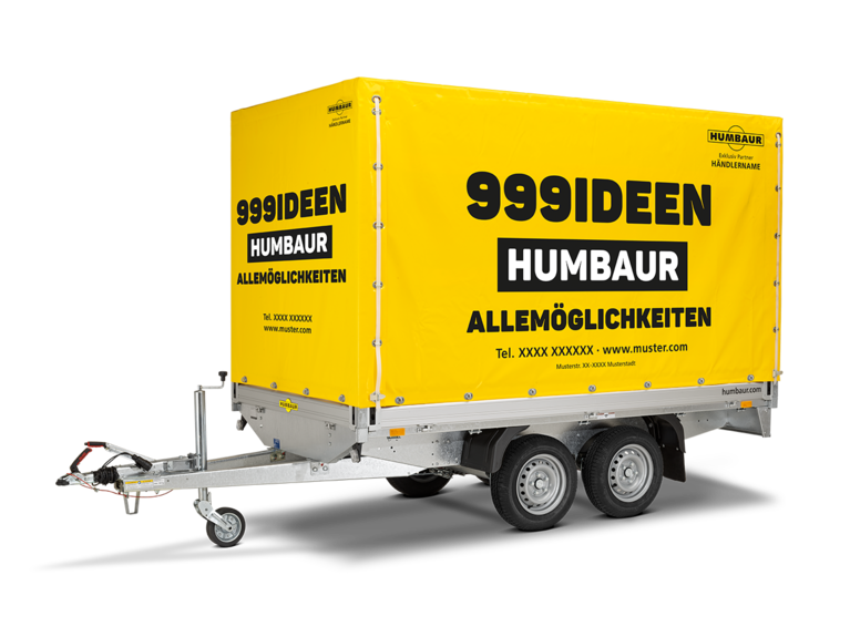 Humbaur-aanhangwagen met bedrukt dekzeil | © Humbaur GmbH