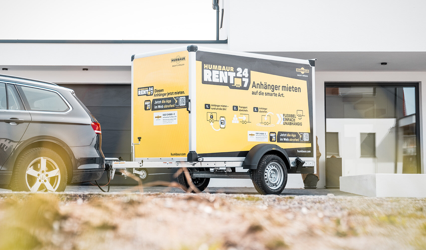 Humbaur bakwagen met Humbaur Rent 24/7 sticker | © Humbaur GmbH